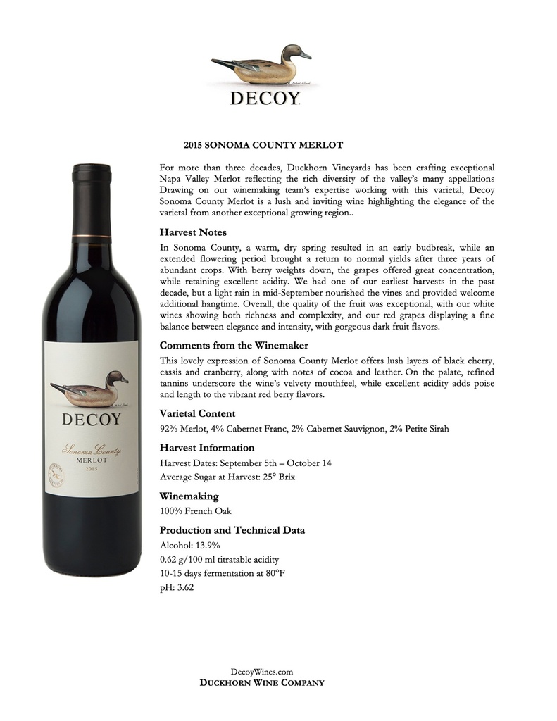 Decoy Sonoma Merlot, Duckhorn 