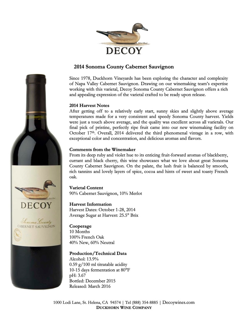 Decoy Sonoma Cabernet Sauvignon, Duckhorn 