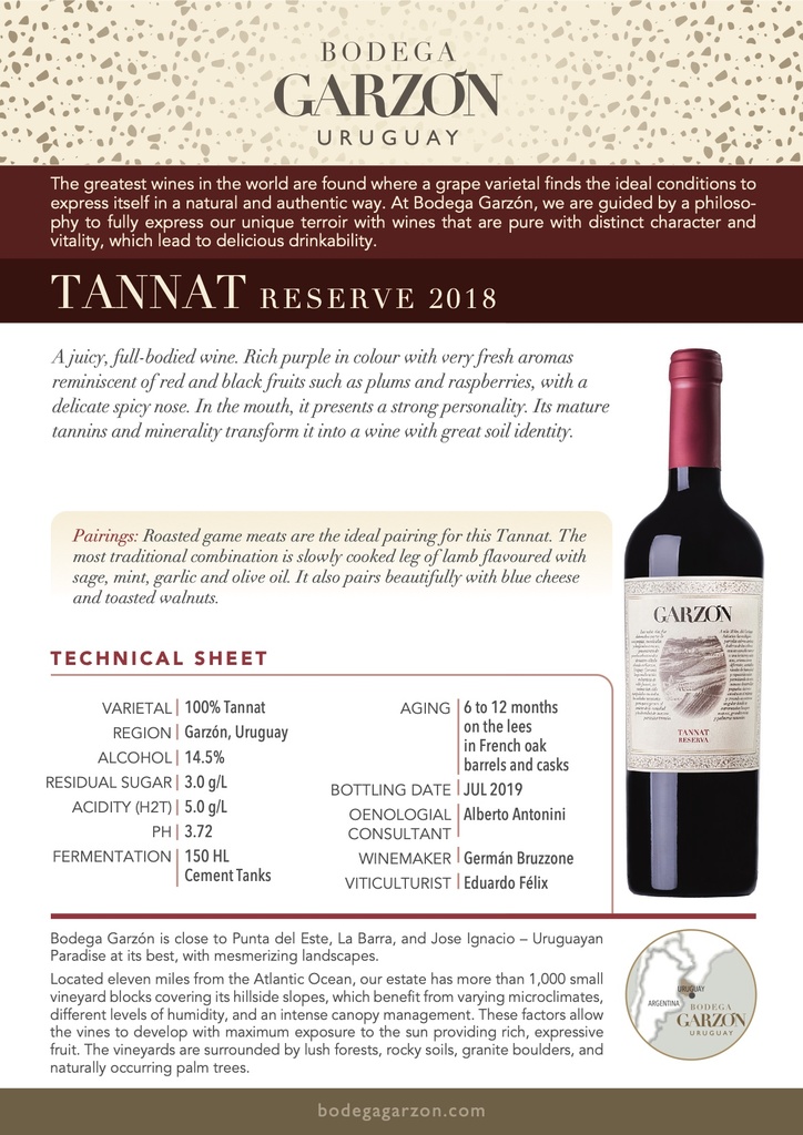 Reserva Tannat, Bodega Garzon