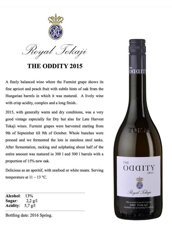 The Oddity Dry Furmint, Royal Tokaji Wine Co.