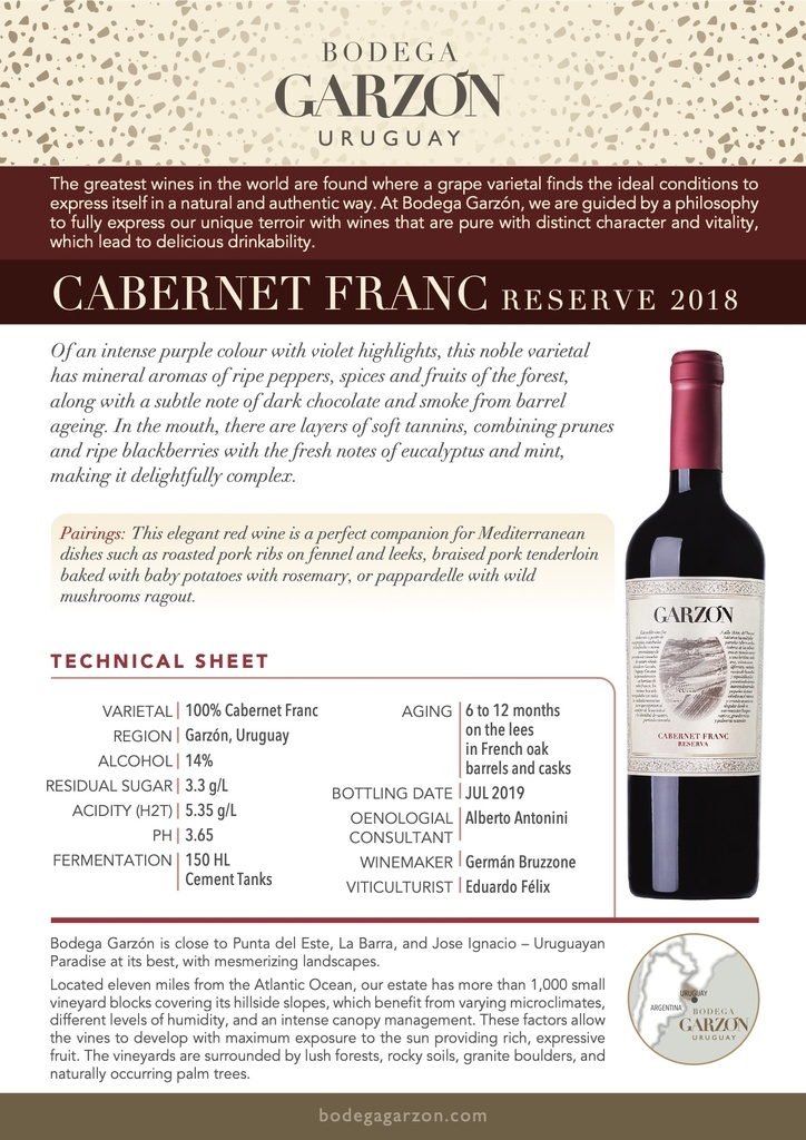 Reserva Cabernet Franc, Bodega Garzon