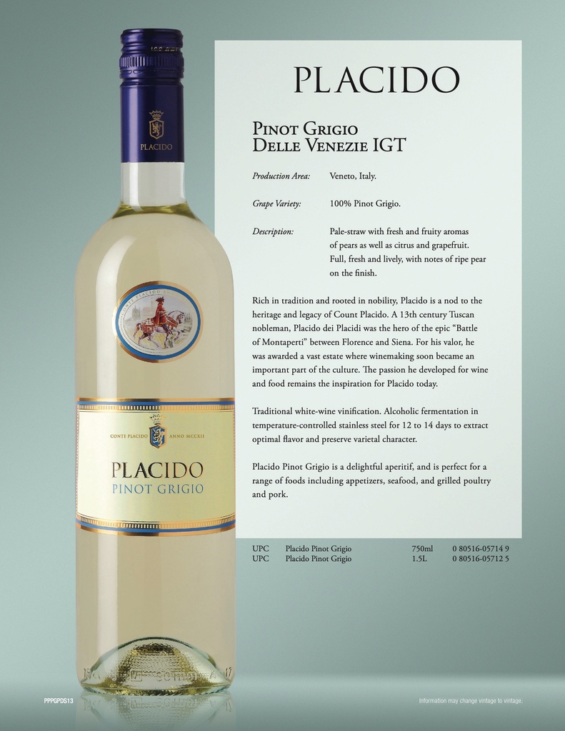 Pinot Grigio, Placido