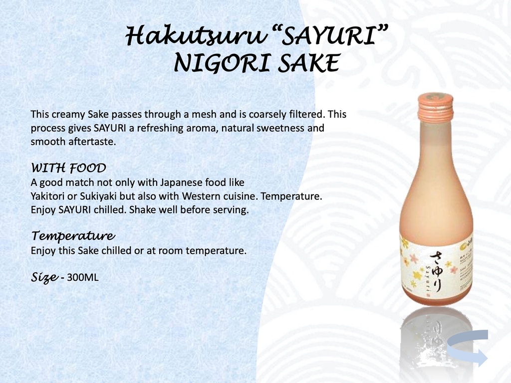 Sayuri Nigori Sake, Hakutsuru