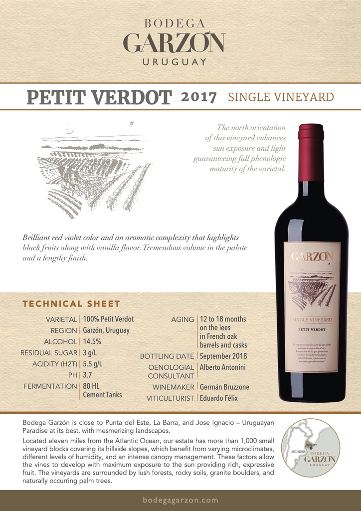 S.V. Petit Verdot, Bodega Garzon