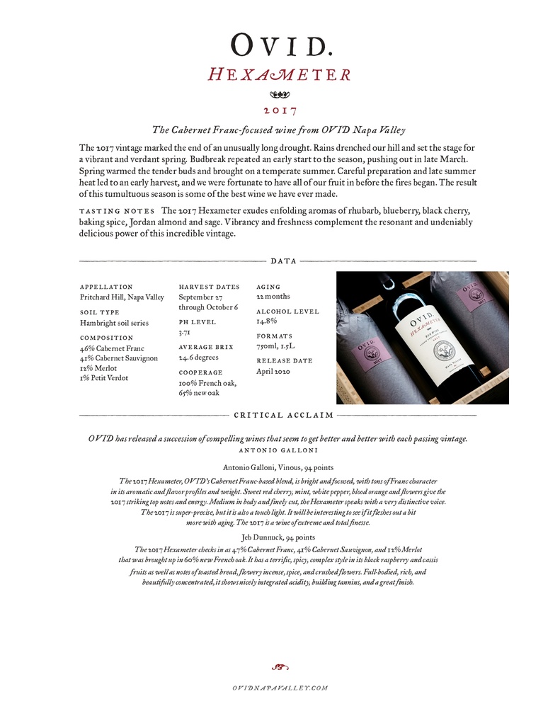 OVID Napa Valley Hexameter Red Blend