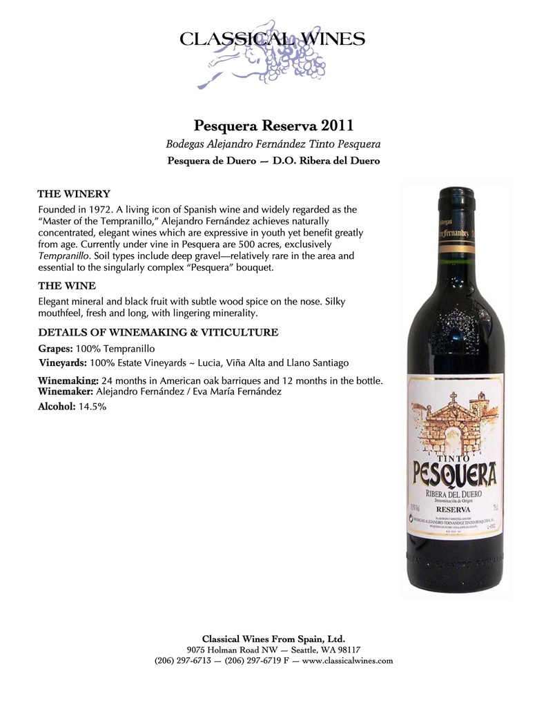 Pesquera Reserva, Bodegas Alejandro Fernandez