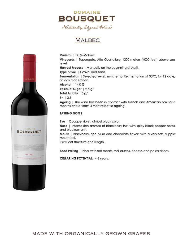 Malbec, Domaine Bousquet