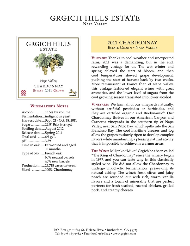 Chardonnay , Grgich Hills Estate