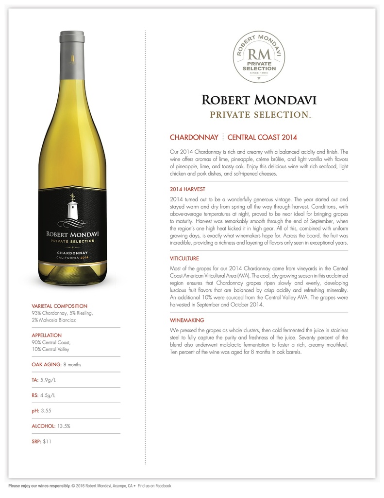 Chardonnay Private S., Robert Mondavi Private Selection 