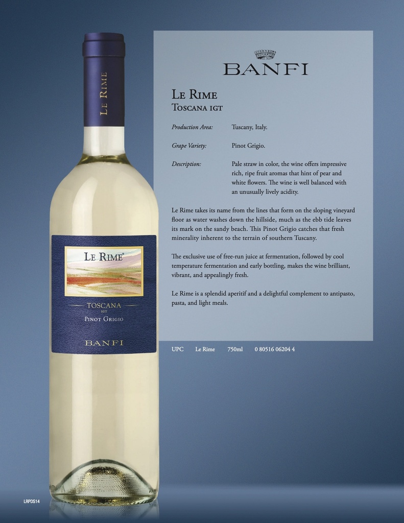 Le Rime Pinot Grigio, Castello Banfi 