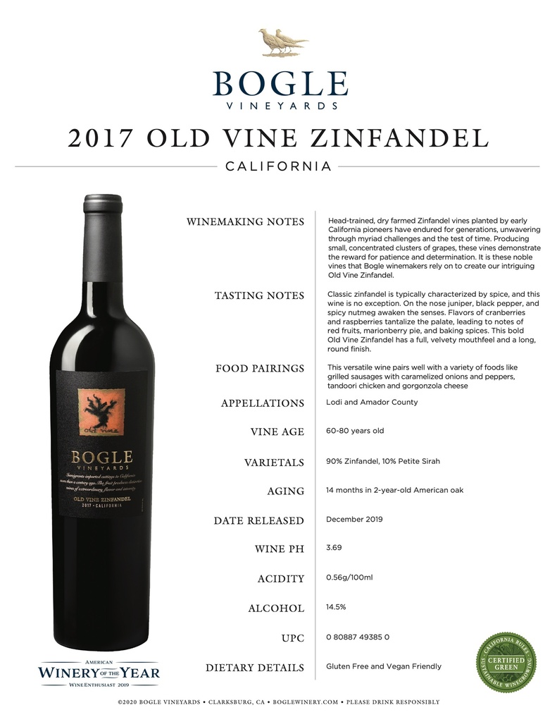 Old Vine Zinfandel, Bogle Winery