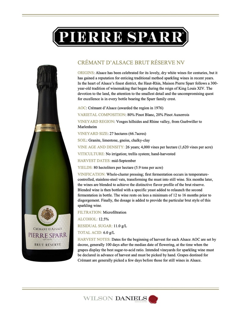 Cremant Brut Reserve, Pierre Sparr