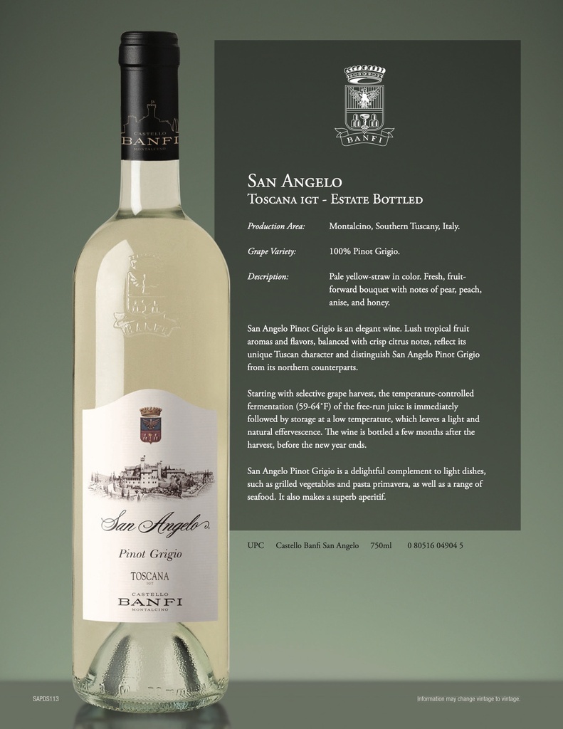 San Angelo Pinot Grigio, Castello Banfi 