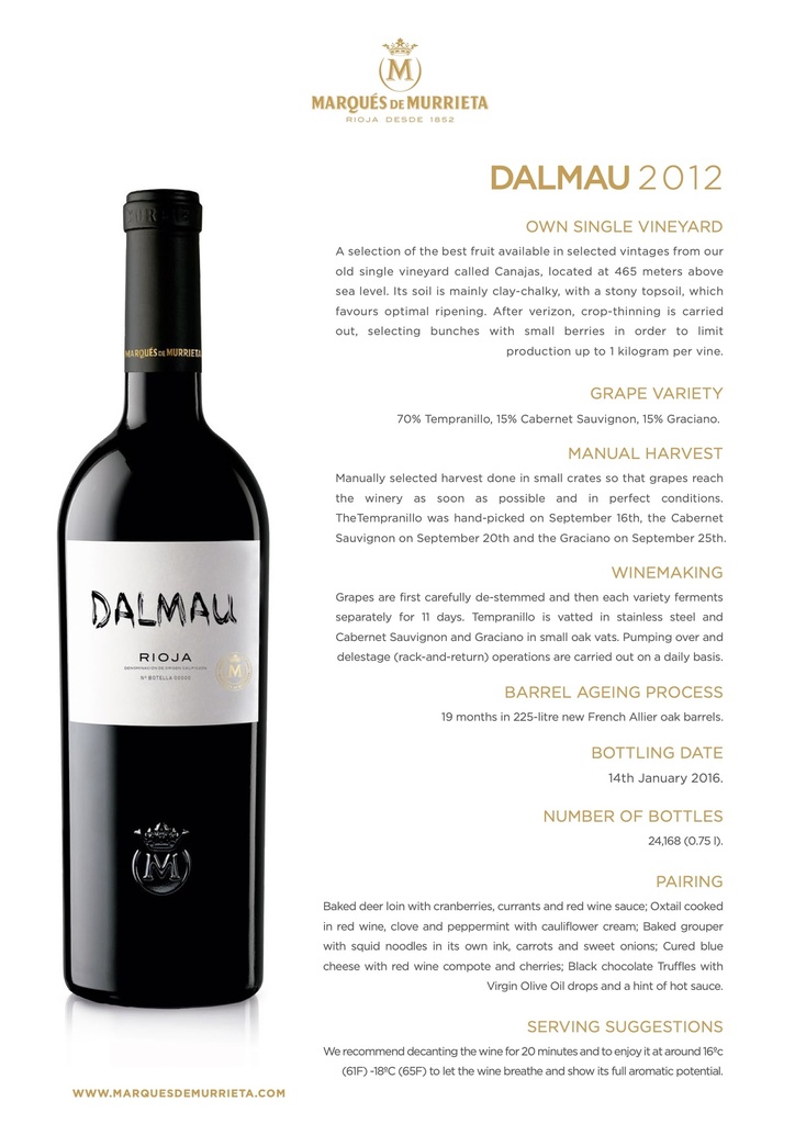 Dalmau Tinto Reserva, Marques de Murrieta