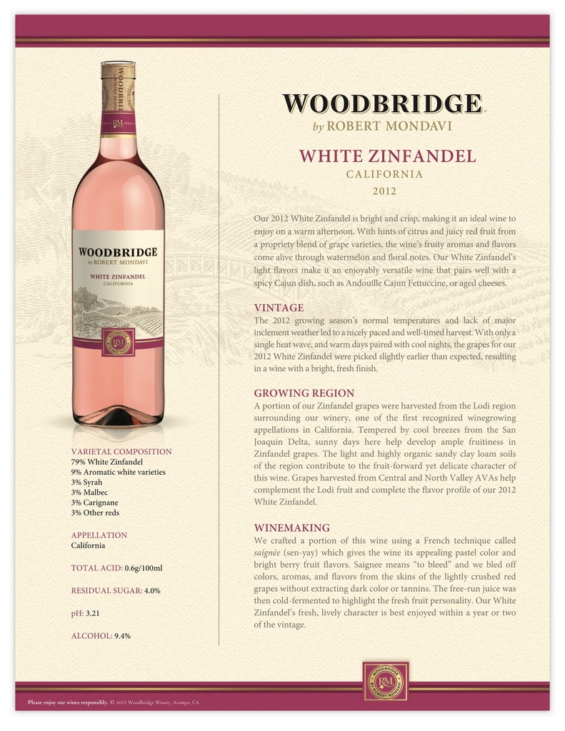 White Zinfandel Woodbridge, Robert Mondavi Woodbridge