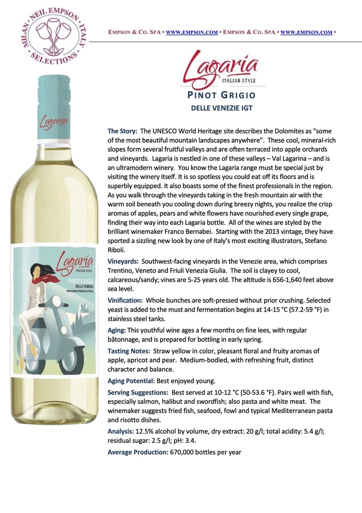 Pinot Grigio, Lagaria