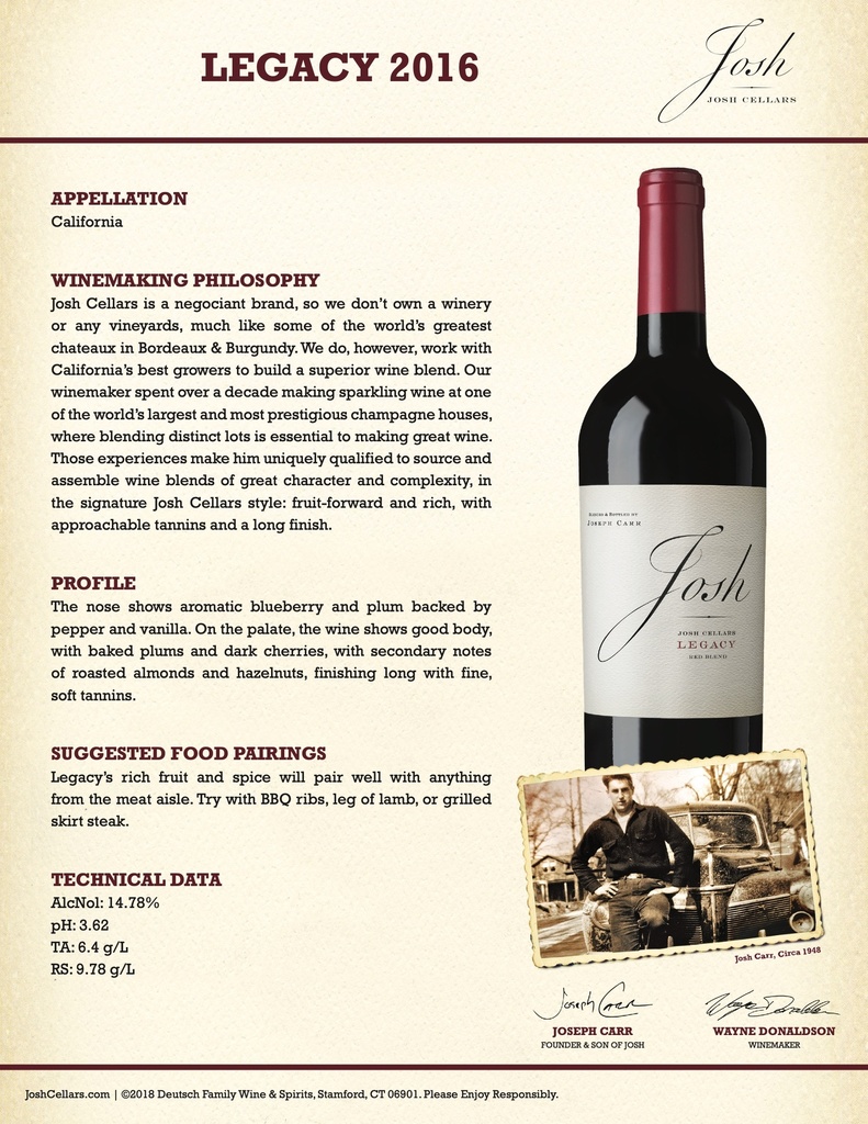 Red Blend - Legacy, Josh Cellars