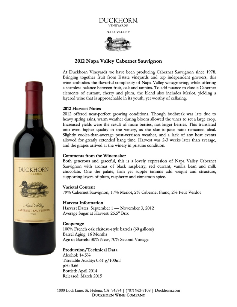 Napa Cabernet Sauvignon, Duckhorn 