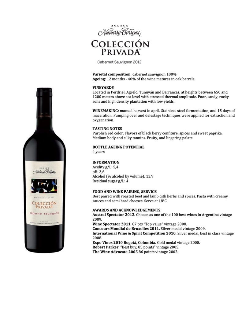 Cabernet Sauvignon LCP, Navarro Correas