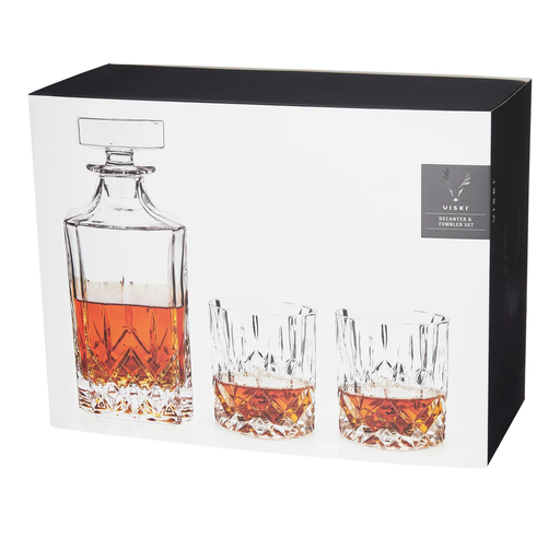 [903025] Viski Admiral 3-Piece Decanter & Tumbler Set