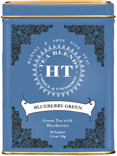 Harney & Sons, HT Blueberry Green Tin, 20 Sachets