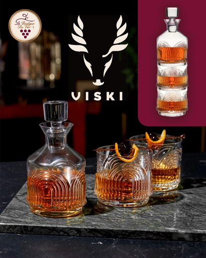 [900193] Viski Viski Beau Stacking Decanter Set with Lowball Glasses
